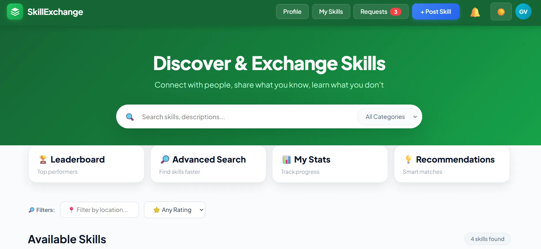 Skill Exchange Platform preview